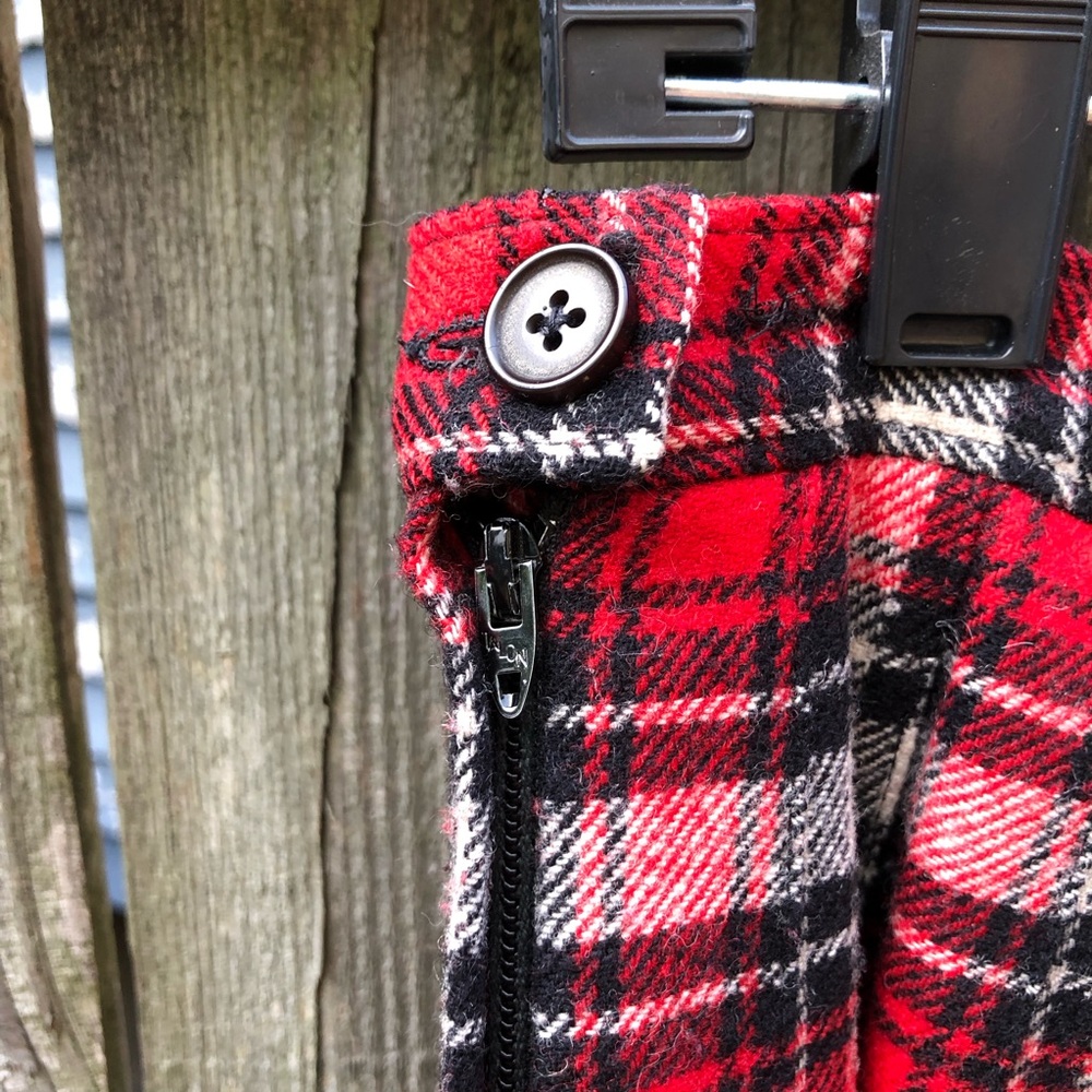 Pendleton Vintage 1950s Turnabout Skirt Virgin Wool Red Plaid Pleated Size S - Picture 10 of 15